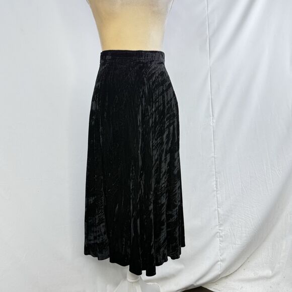 Vintage Saint Laurent Rive Gauche Crushed Velvet Midi Skirt 44 L Made in France - Picture 8 of 16